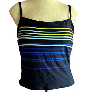 Womens Tankini Top Size Medium Stripes Swimwear Beach Pool Cruise Travel Swim